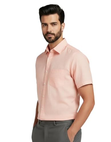 Image of Amazon Brand - INKAST Men's Cotton Solid Plain Half Sleeve Shirt | Plain Regular Fit Casual Shirt for Mens