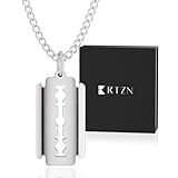 RTZN® Razor Blade Necklace for Men –316L Stainless Steel Dimebag Darrell Necklace with 22” Curb Chain + 2” Extension – Waterproof, Non-Tarnish Razor Pendant for Men – Symbol of Edge, Strength & Legacy