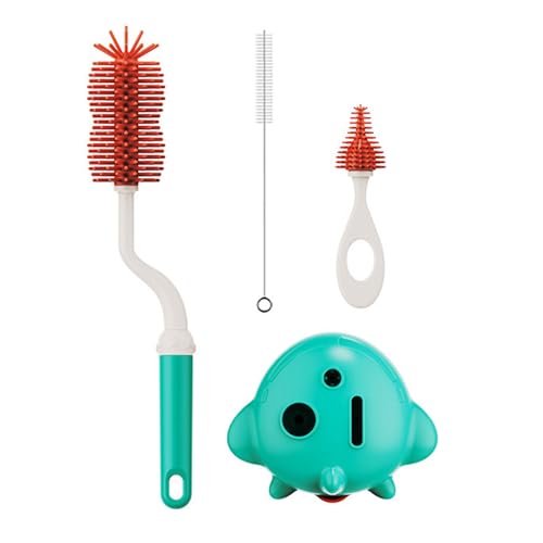 Juego de 3 cepillos para biberones para una limpieza eficiente, diseño suave y ergonómico, limpiador de biberones y cepillo de pezón, cepillo de biberón de fácil agarre