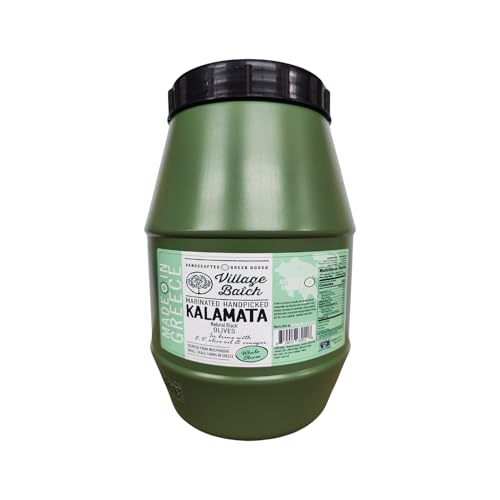 Village Batch Marinated Kalamata Olives Bulk 72oz (Pack of 1) Whole Greek Olives in Red Wine Vinegar and Sea Salt, Unpasteurized, and Naturally Cured Authentic Mediterranean Flavor
