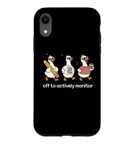 Off to Actively Monitor Teacher Testing Day Funny Goose �X�}�z�P�[�X iPhone XR �p