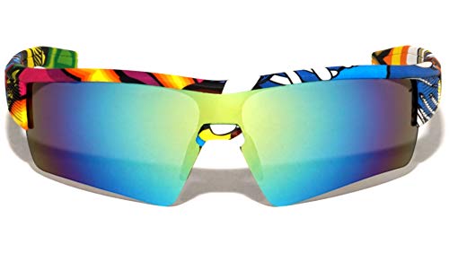 Rimless Sports Shield Graffiti Sunglasses2