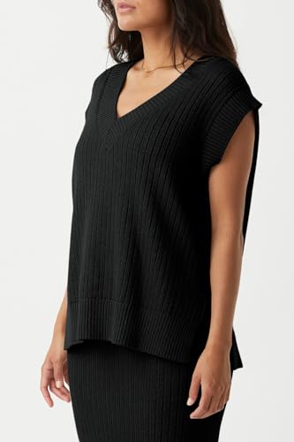 Image of Saodimallsu Womens V Neck Sweater Vest Oversized Ribbed Knit Sleeveless Casual Loose Fit Pullover Tank Top