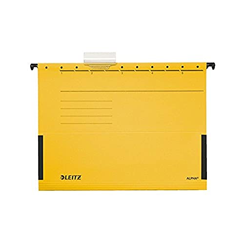 Esselte-Leitz Alpha Élastiques, Pochettes En Carton Avec Porte-Étiquette (Jaune)