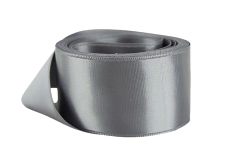 Image of Ribbon Bazaar Double Faced Satin - Premium Gloss Finish - 100% Polyester Ribbon for Gift Wrapping, Crafts, Scrapbooking, Hair Bow, Decorating & More - 4 inch Metal Gray 25yd Spool