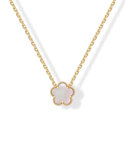 PAVOI 14K Gold Plated Clover Necklaces for Women - Lucky Four Leaf Clover Necklace Pendant - Trendy Flower Black Onyx Gemstone Mother of Pearl Jewelry Gifts