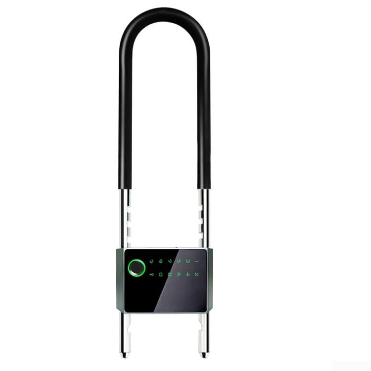 Candado inteligente impermeable en forma de U, capacidad de 100 huellas dactilares y 30 juegos de contraseñas, y desbloqueo NFC, para control de aplicación Tuya, IP65 resistente al agua (430 mm)