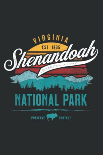 Vintage Shenandoah National Park Retro Hiking Camping Gifts: Lined For Memo Diary Journal, Memo Diary Subject Notebooks Planner for Travelers, Students, Office - 6" x 9", 120 Pages