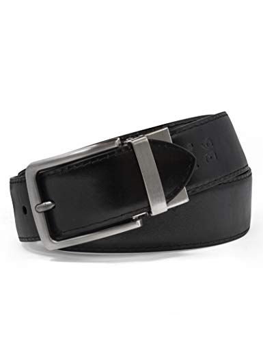 Steve Madden Men's Dress Casual Every Day Leather Belt, Cognac/Black (Feather Edge), 34 #TOP2
