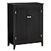 HOMCOM Aparador de Cocina Mueble Auxiliar de Almacenaje con 2 Puertas y Estantes Ajustables para Salón Baño Entrada 70x30x90 cm Negro