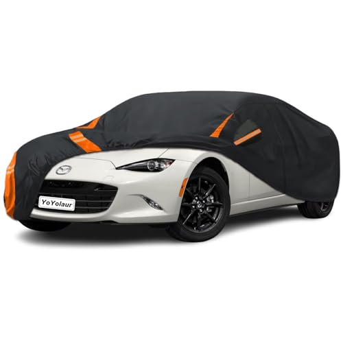 YoYolaur 10-Layer for Mazda Miata MX-5 MX5 Car Cover Waterproof All Weather for Automobiles, Outdoor Full Exterior Covers Soft Cotton Lining with Door Zipper, Fit for Mazda Miata 1990-2025 by YoYolaur - Used condition - US$43.77