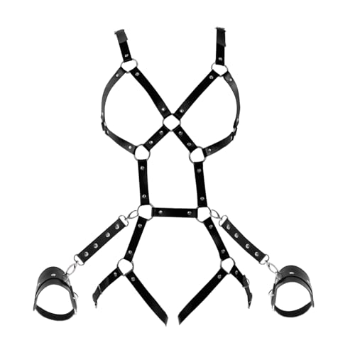 YIOTMOP Harness Damen Ganzer Körper Leder Harness für Frauen Fetisch Bdsms Dessous Fesseln Bondageset Riemenbody Brustgurte Lingerie Sexy...
