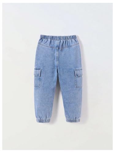 Verdusa Boy's Baggy Jeans Cargo Drawstring Waist Flap Pocket Joggers Carrot Denim Pants2