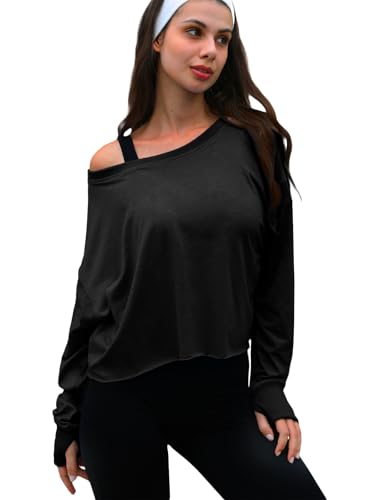 Image of UNIANKIYA Open Back Workout Tops for Women Long Sleeve Cropped Athletic Clothes Gym Running Yoga Low Impact Sports T Shirts