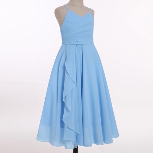 IBTOM CASTLE Flower Girls Dress Halter Pleated Chiffon Junior Bridesmaid Dress Wedding Flowy A-line Party Pageant Prom Dress3