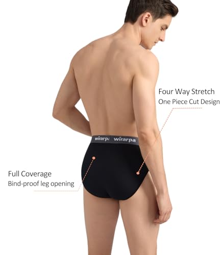 wirarpa Mens Briefs Underpants Cotton Soft Wide Waistband Underwear Basic No Fly