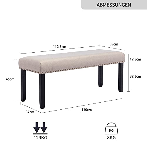 DUHOME Banc Banquette Design Classique, Banc de Couloir Rembourré avec Housse en Lin Pieds avec Pieds en Bois -pour Chambre Salle à Manger Salon Couloir Piano,Beige - Les Beatles, Paul McCartney, John Lennon, RIngo Starr, George Harrison DUHOME Banc Banquette Design Classique, Banc de Couloir Rembourré avec Housse en Lin Pieds avec Pieds en Bois -pour Chambre Salle à Manger Salon Couloir Piano,Beige – Image 4