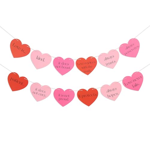 Image of Love Is Patient Banner - Valentines Day Heart Party Decorations, Christian Valentine Party Supplies, Valentines Religious Bible Verse Banner, Valentine Christian Jesus Photo Props
