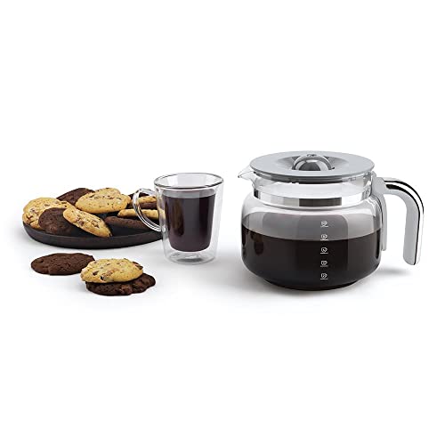Image of Smeg 50's Retro Style Aesthetic Drip Coffee Machine with 10 Cup Glass Carafe, Auto Start Feature, Keep Warm Plate, and Two Coffee Strength Settings (Grey)