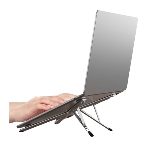 Image of Digitek (DPLS 001 Foldable & Portable Laptop & Tablet Stand | 5KG Max Load, Palm Size with 6 Level Adjustment, Compatible with MacBook, Surface, Lenovo, Dell, HP, iPad Pro & More