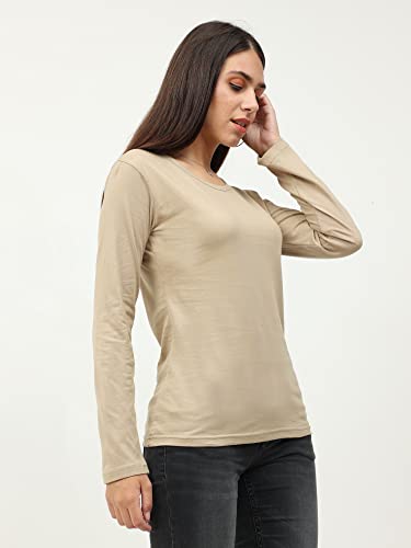 Image of FLEXIMAA Women's Cotton Plain Round Neck Full Sleeve T-Shirt