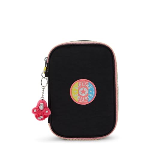 Kipling Capa feminina estampada com 100 canetas Fc, acessórios organizados, materiais de arte, maquiagem, organizador de viagem