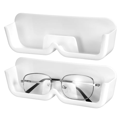 2 Stück Brillenhalter Wand Selbstklebend, Sunglass Holder Brillenaufbewahrung Auto Brillenhalter für Auto Sonnenbrillen Aufbewahrung Sonnenbrillenhalter Brillenbox Sonnenbrillen Organizer Wand Weiß