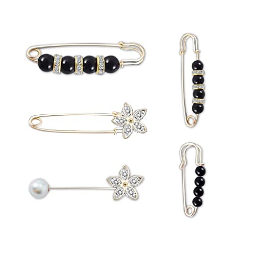 Image of Fashion Pearl Brooch, Sweater Shawl Pearl Pin, Elegant and Fashionable, Enhance your Temperament, Suitable for a Variety of Occasions to Wear (Black)