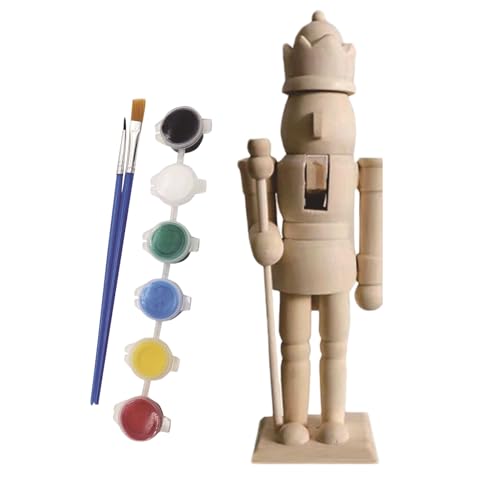 Cascanueces genéricos de madera de Navidad, 20 cm, figuras de cascanueces sin acabar pintadas, cascanueces virgen para hacer yo mismo