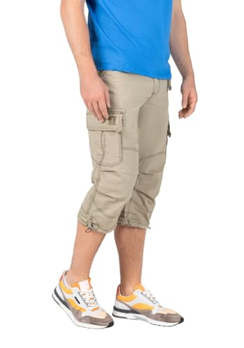 Timezone Herren 3/4 Cargo Hose Loose MILESTZ Short Mid Waist Loose Fit W30-W40, Größe:W 34, Farbe:1212-2028 Washed Beige