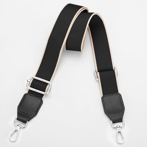 Image of Hamdecro Purse Straps Replacement Crossbody, Universal Wide Shoulder Strap for Bags Adjustable Straps for Handbags, Silver Buckle - Black