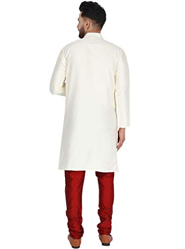 SKAVIJ Men's Art Silk Indian Kurta Pajama Festive Season Dress Suit2