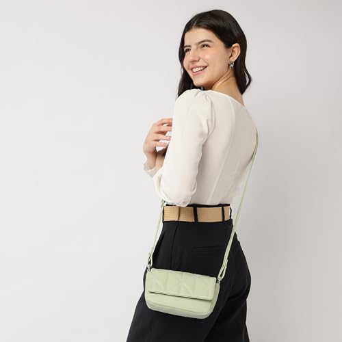 Image of Fastrack Puff Sling with Detachable Pouch | Faux-Leather Women's Handbags | Sling for Casual Carry