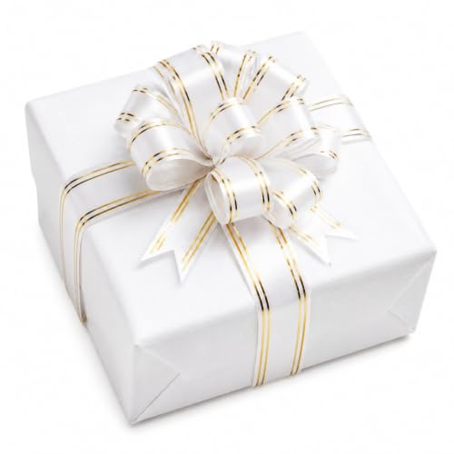 Image of Prokart - Pull Bow Gift Ribbon for Gift Wrapping, Large Decorative Pull Bows for Presents, Hampers, Flower Bouquets, Wedding, Birthday, Christmas & Party Decorations (15MM, White, Pack of 30PC)