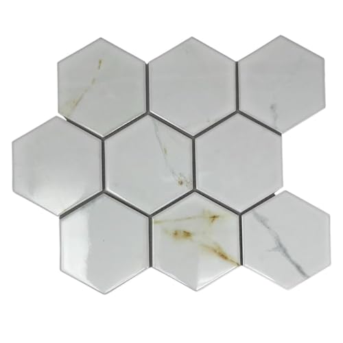 Tenedos Milano 4" Calacatta Gold Look Hexagon Porcelain Tile Matte