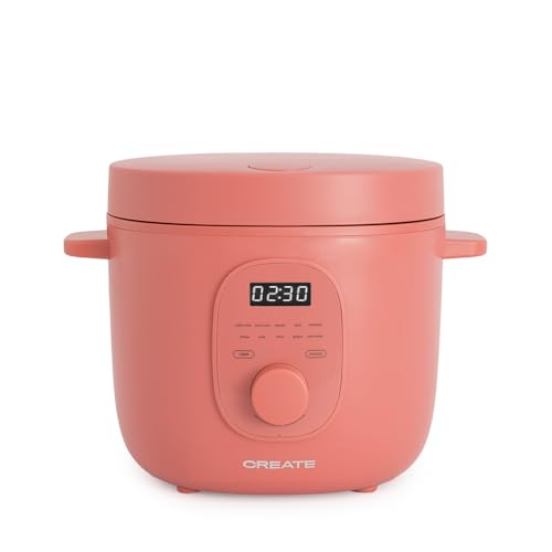 CREATE/RICE COOKER/Arrocera eléctrica multifunción 3L terracota/Programable hasta 24h, con cesta vaporera, prepara tartas, guisos o sopas, función de mantener el calor, 600W