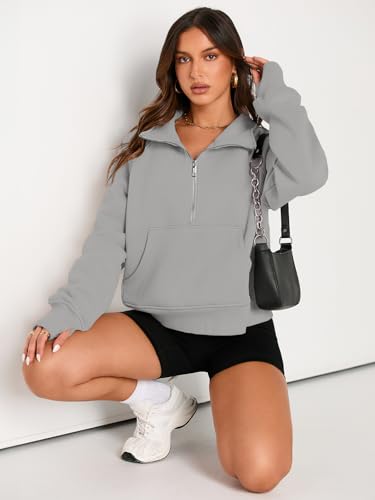 Image of AUTOMET Womens Sweatshirts Half Zip Cropped Pullover Fleece Quarter Zipper Hoodies 2026 Fall Fashion Outfits Clothes