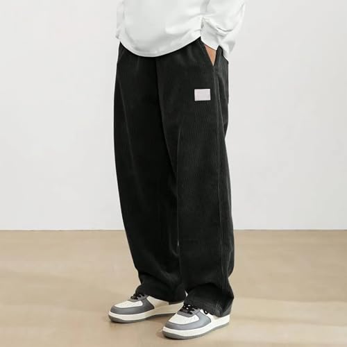 Corduroy Pants Men Straight Leg Classic Vintage Lounge Trousers Waistband Lightweight Baggy Loose Fit Wide Leg Pants2