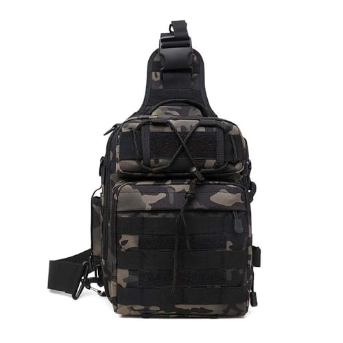HUNTVP Mochila Militar Mochila Bandolera Hombre Tactica Sling Bag Cruzada Hombre Bolso de Pecho Bolsa para Pescar Caza Correr Senderismo Ciclismo, camuflaje