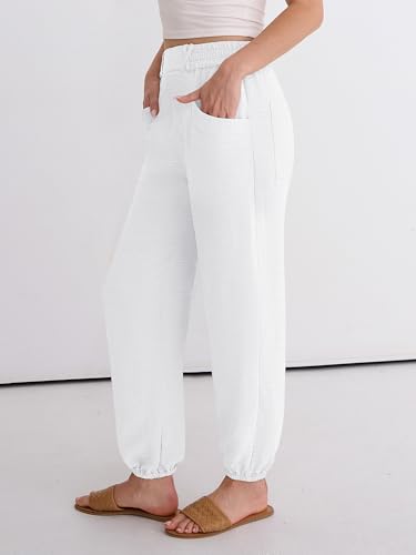Image of ANRABESS Womens Pants Elastic Waist Summer Casual Harem Barrel Lounge Work Slacks Cropped Beach Vacation Clothes with Pockets