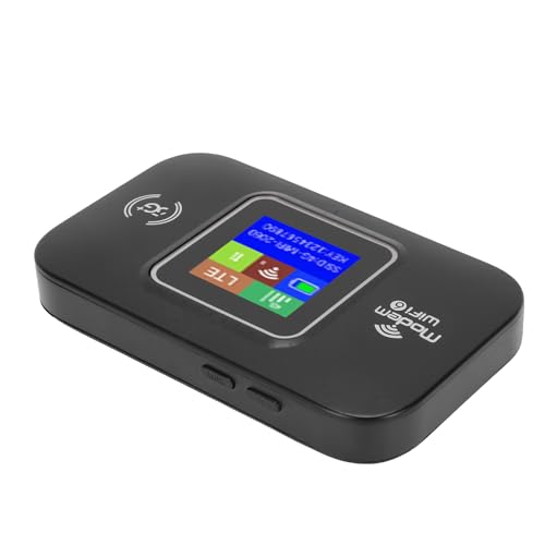 Image of 4G Mobile WiFi Travel Router Mobile Hotspot, Dual SIM Card Slot Plug and Play 300Mbps Internet Router with Color LED Display Screen, Battery for Smartphone Laptop Tablet (Black)