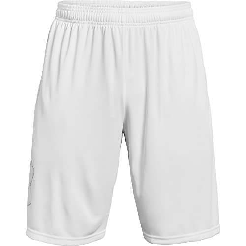 Image of Under Armour Men's Tech GraphicDISC 10 inch Shorts, White (102) /Mod Gray, 3X-Large