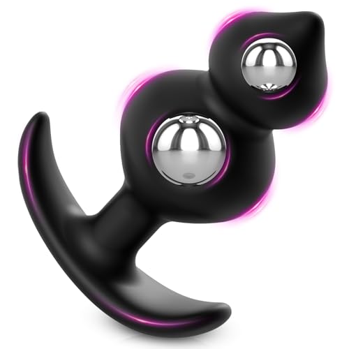 AMZII G-2.0 Anal Plug Buttplug mit 2er Inneren Analkugeln & Extra Großer Anker,Diloschwanz Analplug für Frauen Männer,Anal Beads Butt Plug Anal Dildo Anal Dusche Analdehner Analspielzeuge (G-2.0, S)