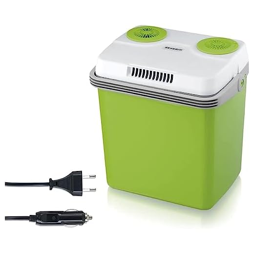 Severin KB 2922 Nevera Eléctrica Portátil con Función de Enfriamiento y de Preservación del Calor, 20 L, Incl. 2 Tomas de Corrient: 220-240 V / 12 V Dc, Verde - Gris