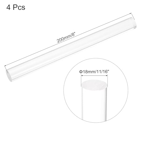 Image of MECCANIXITY 4pcs Acrylic Round Rods 11 /16 inch x 8 inch Clear Acrylic Dowel Rods Sticks Plastic Sticks Strip for DIY Crafts Lighting Gardening Decoration - 18mm x 200mm