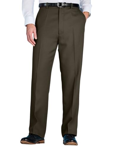 Chums Men's Classic-Fit Expandable-Waist Flat-Front Dress Pant Formal Slacks Lovat