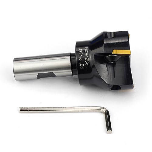 Image of Indexable End Mill with 3 Pcs TPCN32PDTR Tpg32 Carbide Inserts, 2 inch Cutting Diameter, 3-3 /4 inch Overall Length, 90 Degree, 3 /4 inch Shank, TP32, 3 Flutes