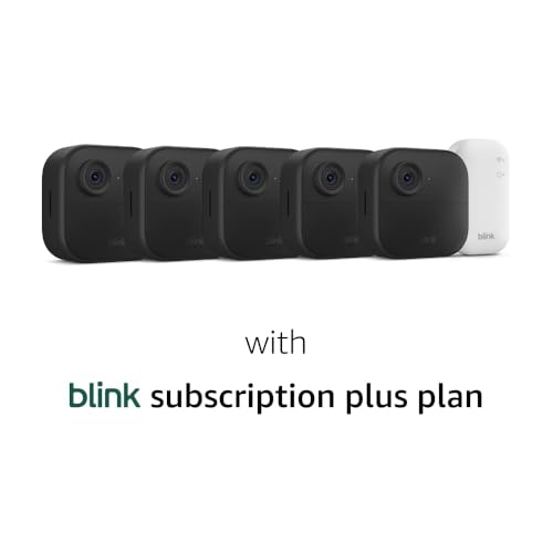 Image of Blink Outdoor 4 + 1-Year Subscription - Wireless smart security camera, two-year battery life, 1080p HD day and infrared night live view. Sync Module Core included - 5 camera system