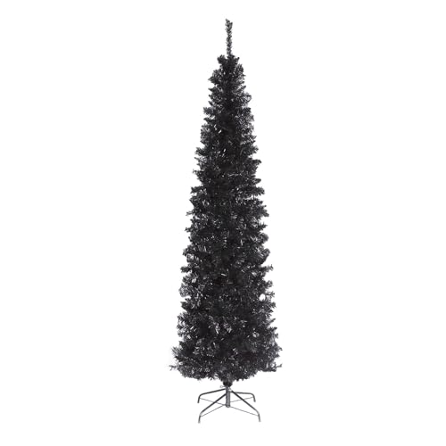 National Tree Company 6 ft Unlit Black Tinsel Artificial Christmas Tree, 520 Tips, Includes Stand