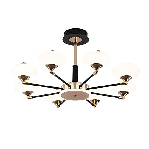 Lustre industriel moderne noir et or avec éclairage décoratif LED